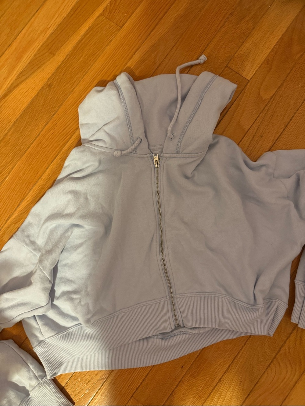 Hollister Pale Blue Zip-Up Hooded Bomber Jacket